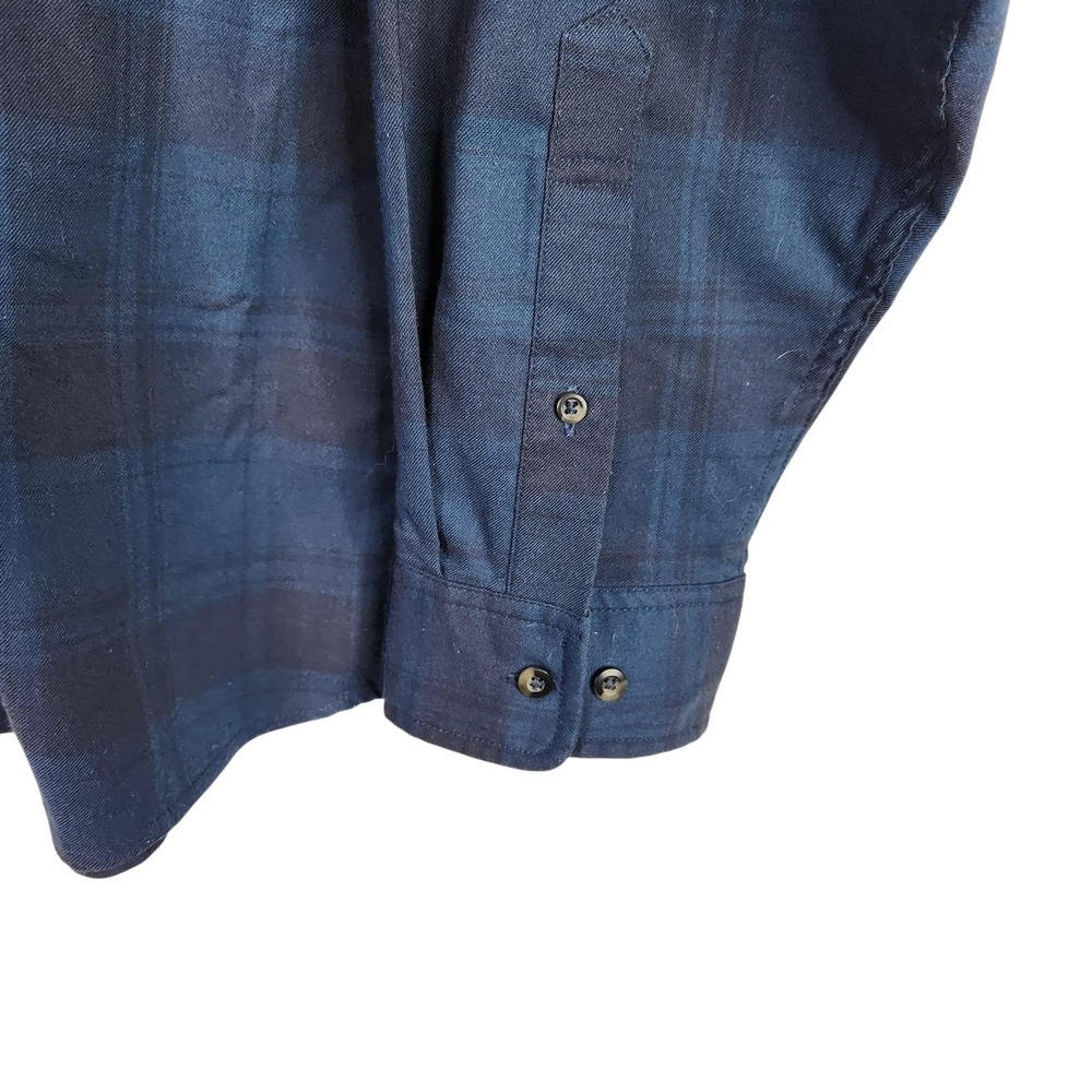 PONCHO Shirt Mens 2XL Blue Plaid Magnetic Pockets Regular Fit Twill Button Up - Picture 3 of 10